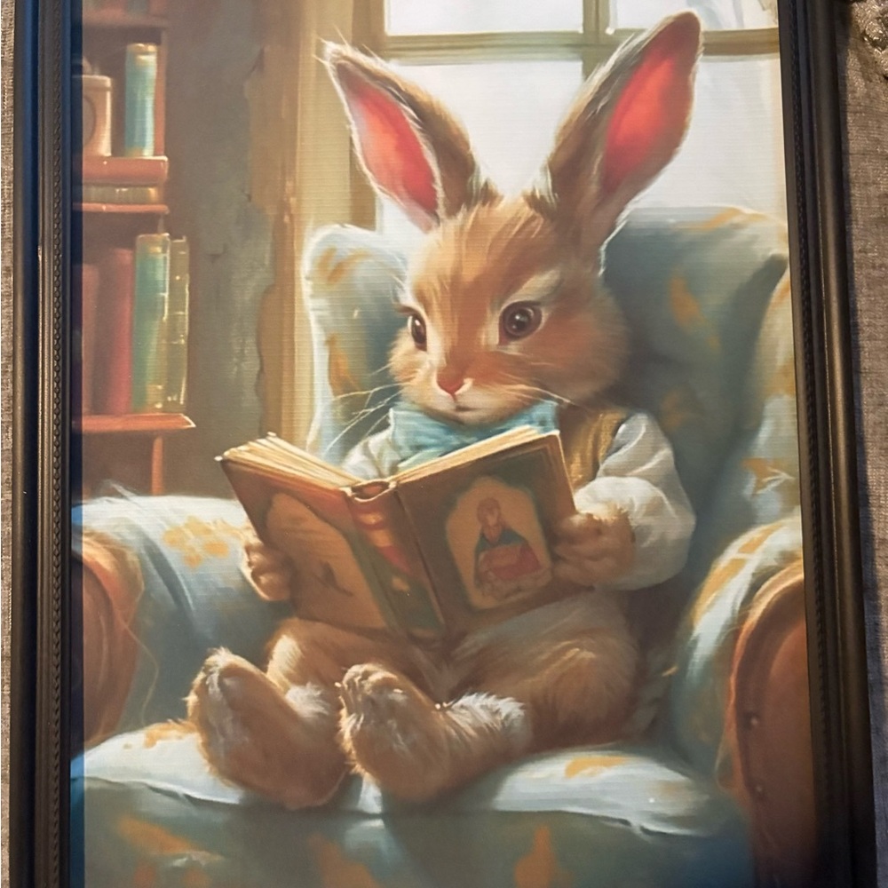 Charming Rabbit Reading Art Print